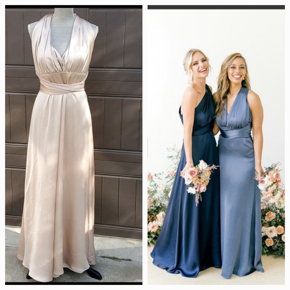 Revelry Dresses & Skirts - GOLD CHAMPAGNE Convertible Satin Bridesmaid Gown